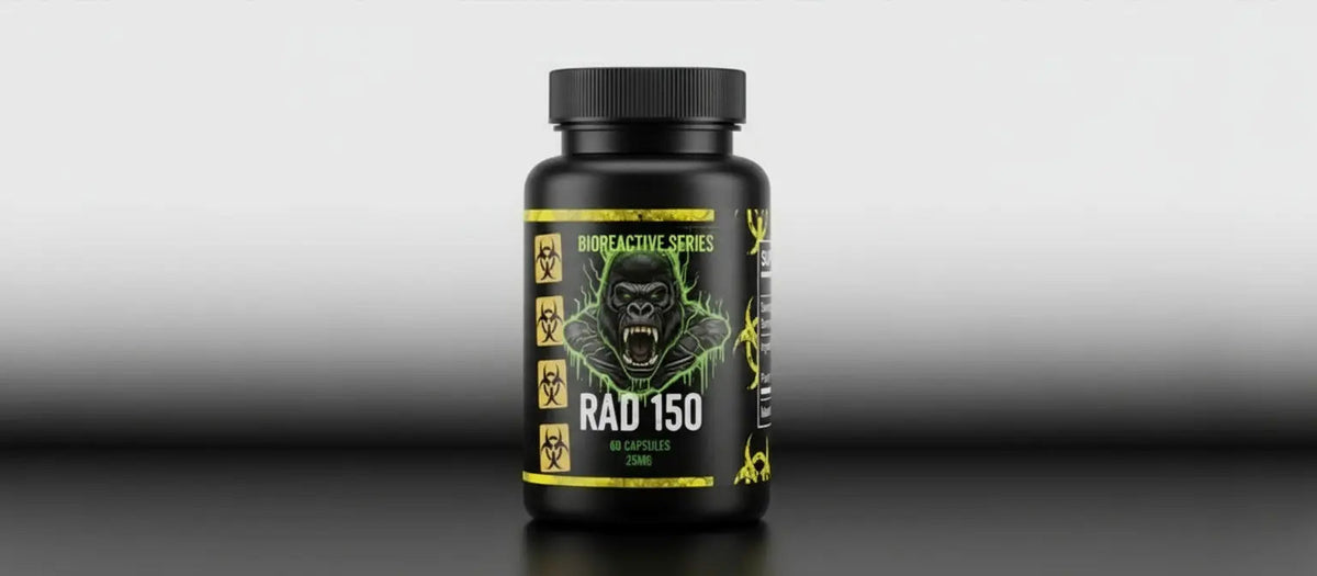 Free Muscle RAD-150 Bioreactive Series bottle on a grey background
