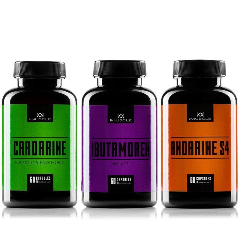 iMuscle Cardarine, Ibutamoren and Andarine S-4 bottles side by side