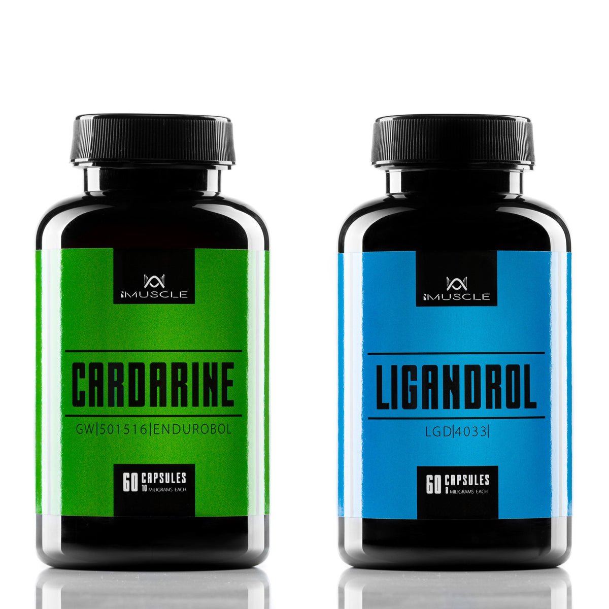 iMuscle Cardarine and Ligandrol LGD-4033 bottles side by side