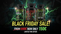 Free Muscle Bioreactive Bundle, NitraGlyc, MK-777 and RAD-150 bottles on a Black Friday sale banner