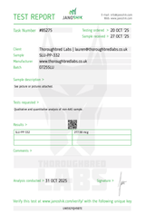 Janoshik test report for Thoroughbred Labs SLU-PP-332, small