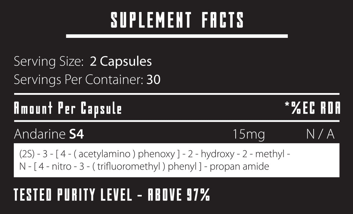 iMuscle Andarine S-4 supplement facts panel