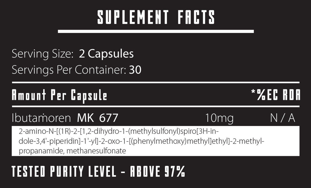 iMuscle Ibutamoren MK-677 supplement facts panel