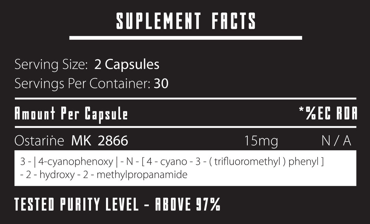 iMuscle Ostarine MK-2866 supplement facts panel