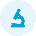 Microscope icon on a light blue circle