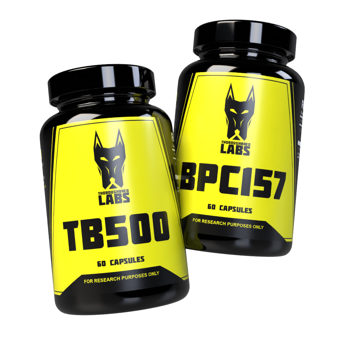 Thoroughbred Labs TB500 and BPC157 bottles together