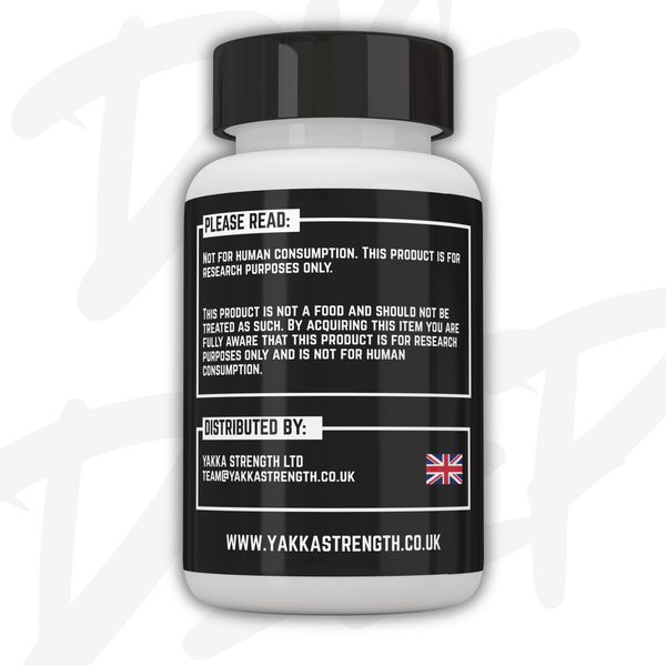 Yakka Strength Enclomiphene bottle label, back with research use notice