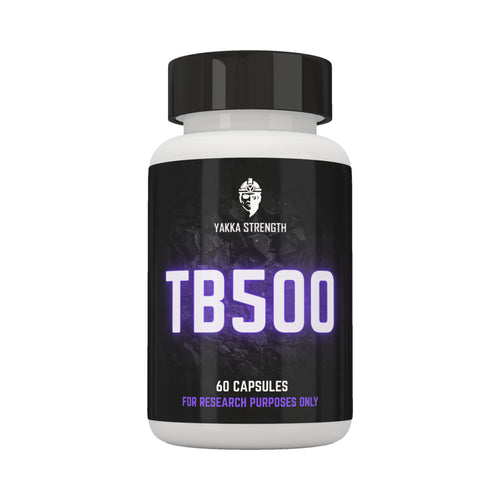 Yakka Strength TB-500, capsule cu peptidă, fotografie de produs pe fundal alb