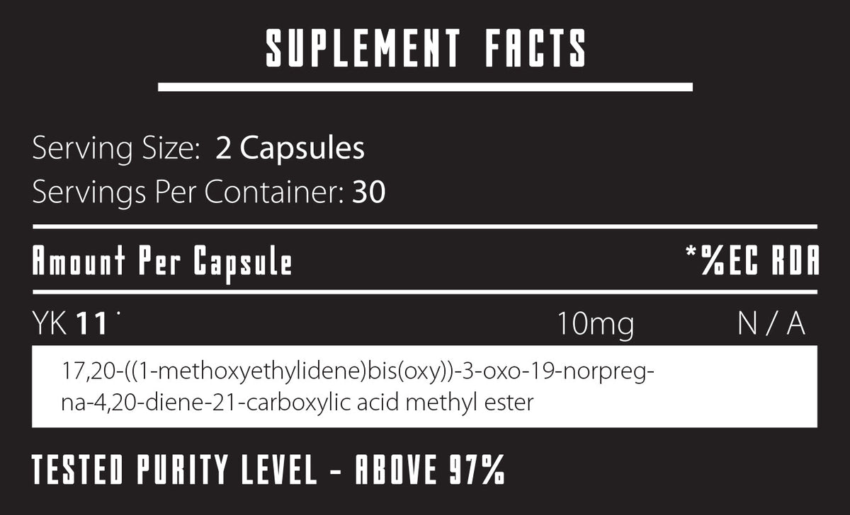 iMuscle YK-11 supplement facts panel